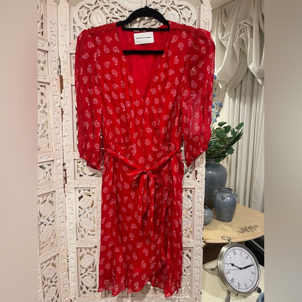 Gorgeous Red Flowy Dress with Cute Print New!